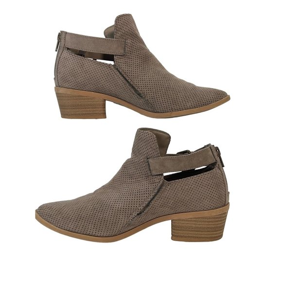 Dolce Vita Booties 7 1/2 Tan Brown Perforated Buckle Back Zip - Picture 3 of 11